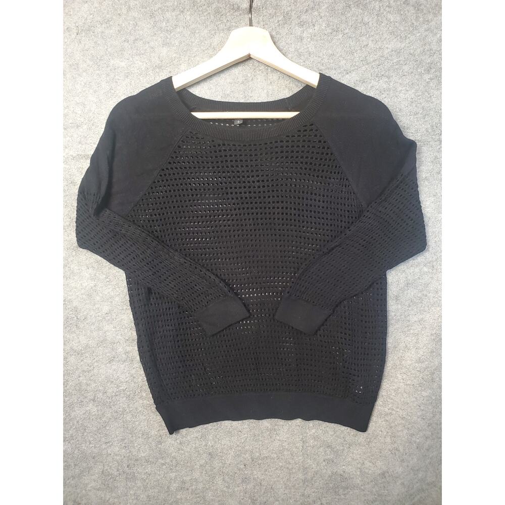 Express Women's Size Small Black Fish Net Raglan Sleeve Sweater